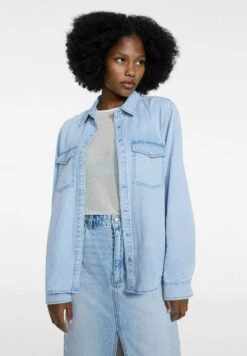 Stradivarius STRAIGHT - Hemdbluse - Light Blue Denim