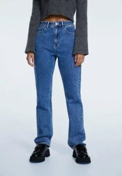 Stradivarius Jeans Straight Leg - Darkblue Denim