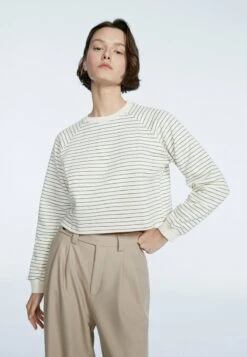 Stradivarius CROPPED STREIFEN - Sweatshirt - Mottled Beige