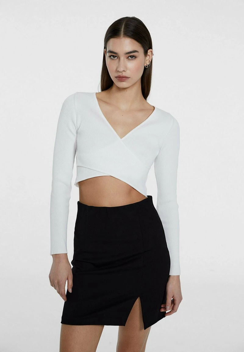 Stradivarius WRAP - Langarmshirt - Off White 1 Stradivarius WRAP - Langarmshirt - Off White