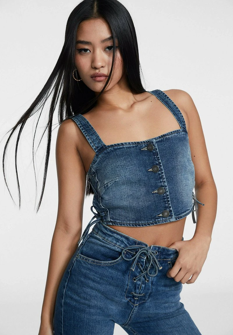 Stradivarius Top - Stone Blue Denim 1 Stradivarius Top - Stone Blue Denim