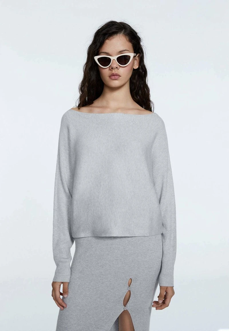 Stradivarius MIT BATEAU-AUSSCHNITT - Strickpullover - Grey 1 Stradivarius MIT BATEAU-AUSSCHNITT - Strickpullover - Grey